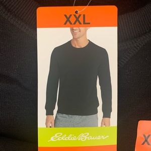 Eddie Bauer Men’s Plush-lined Fleece Crewneck, Black, XXL